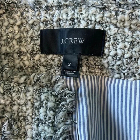 J. Crew Olympia Lady Jacket in Metallic Tweed Fringe Trim Career Workwear Size 2 - Picture 5 of 7